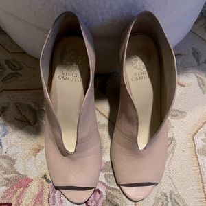 Vince Camuto open toe wedge heels nude